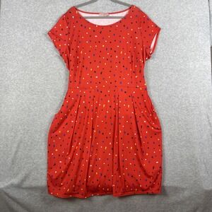 Popsy Abstract Dot Swing Dress Red Womens 22 US 18 Stretch Whimsical Playful